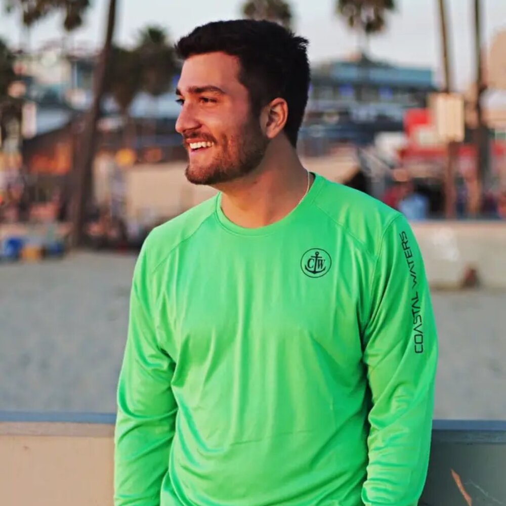 Coastal Waters Crew Neck UPF 50 Sun Protection Tee- Flash Green